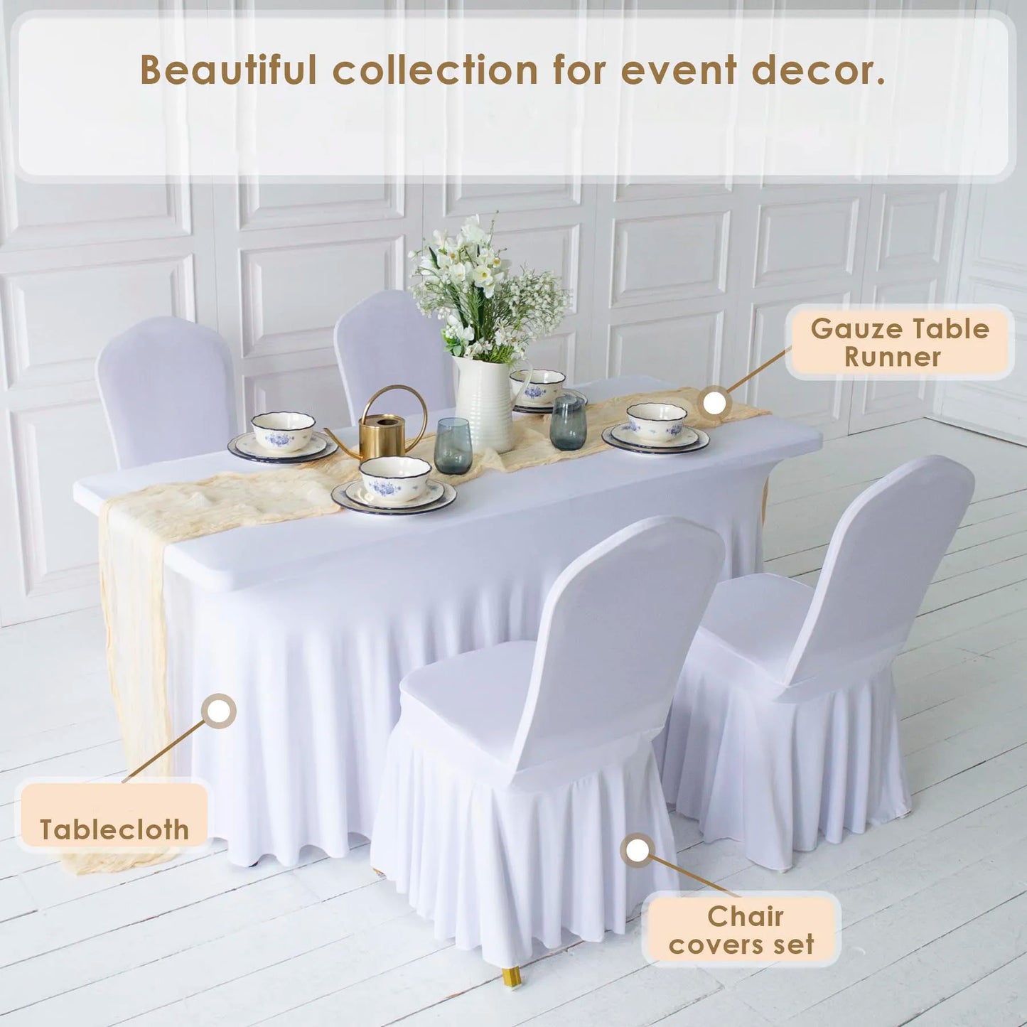 Elastic Pleated Spandex Chair Covers For Hotel Banquet Weddings