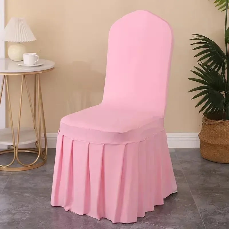 Elastic Pleated Spandex Chair Covers For Hotel Banquet Weddings