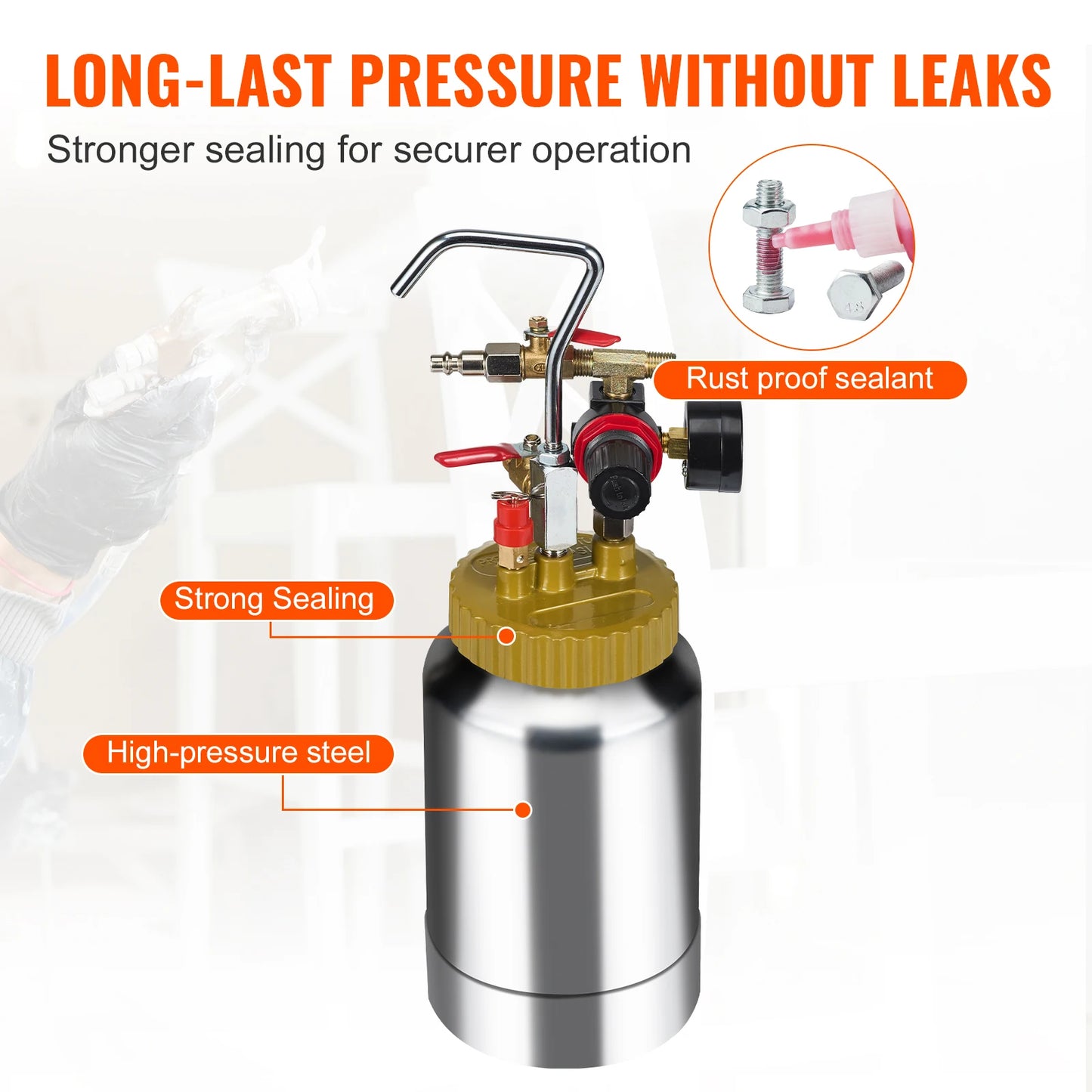 SucceBuy Portable Spray Paint Pressure Pot Tank With Hose
