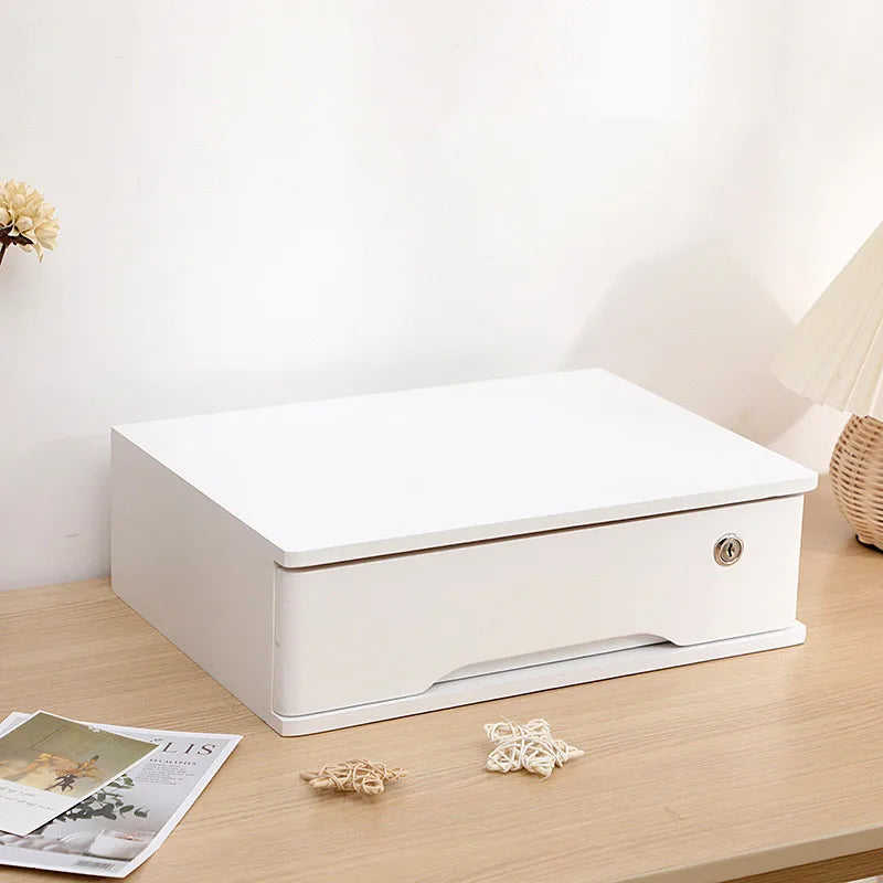 Wooden Desktop Storage Drawer Organizer With Lockable Drawers