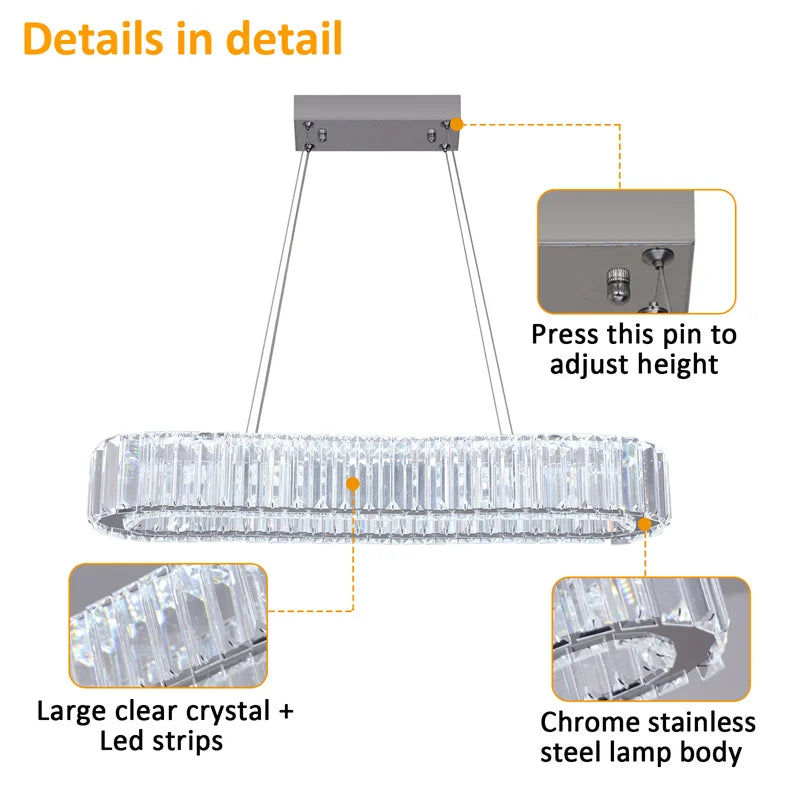 GreeLustr Modern Crystal Dining Room Ceiling Light Fixture