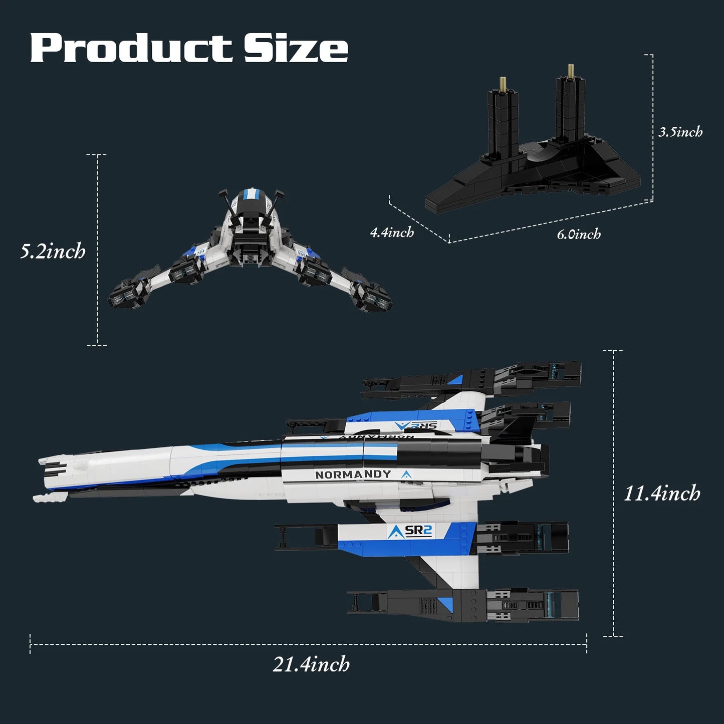BuildMoc Normandy SR-2 Spaceship Building Blocks With Display Stand