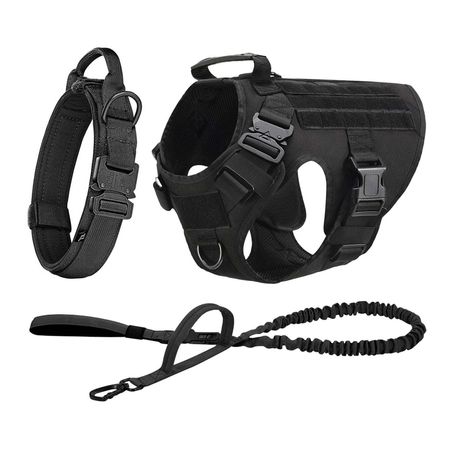 Tactical Padded Nylon Dog Harness Vest With Molle Pouches