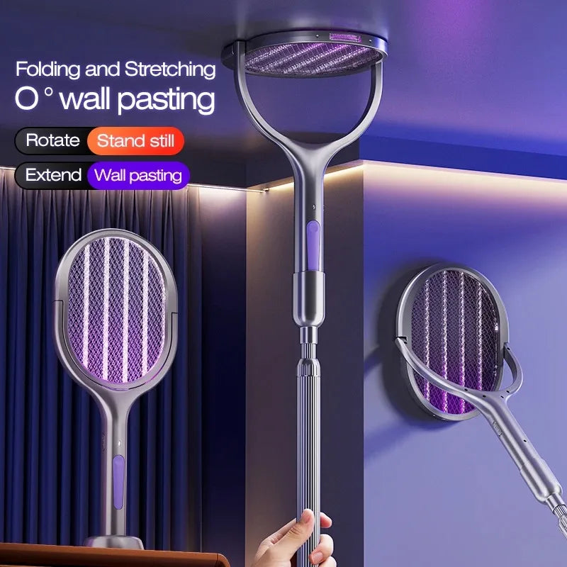 USB Rechargeable Electric Mosquito Swatter With LED Lure Lamp