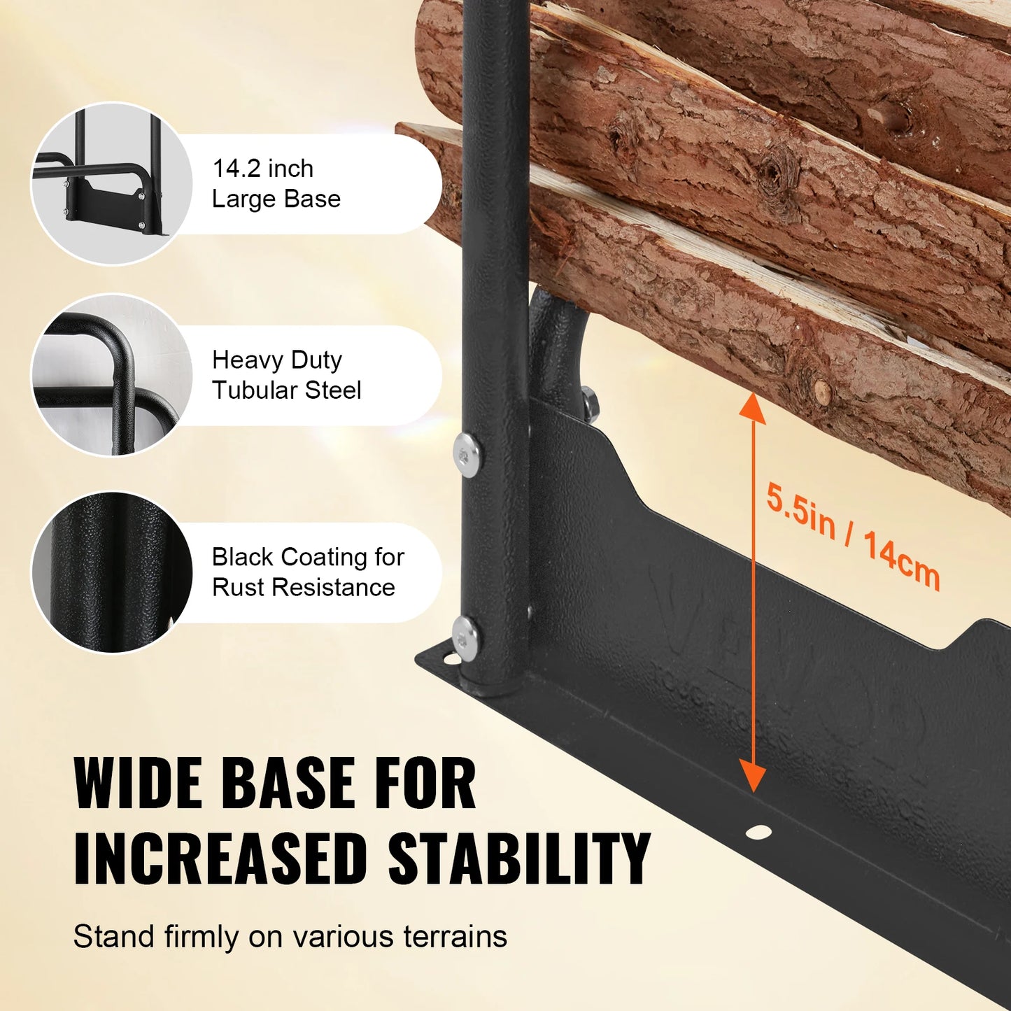 SucceBuy Heavy Duty Metal Firewood Rack With Waterproof Cover