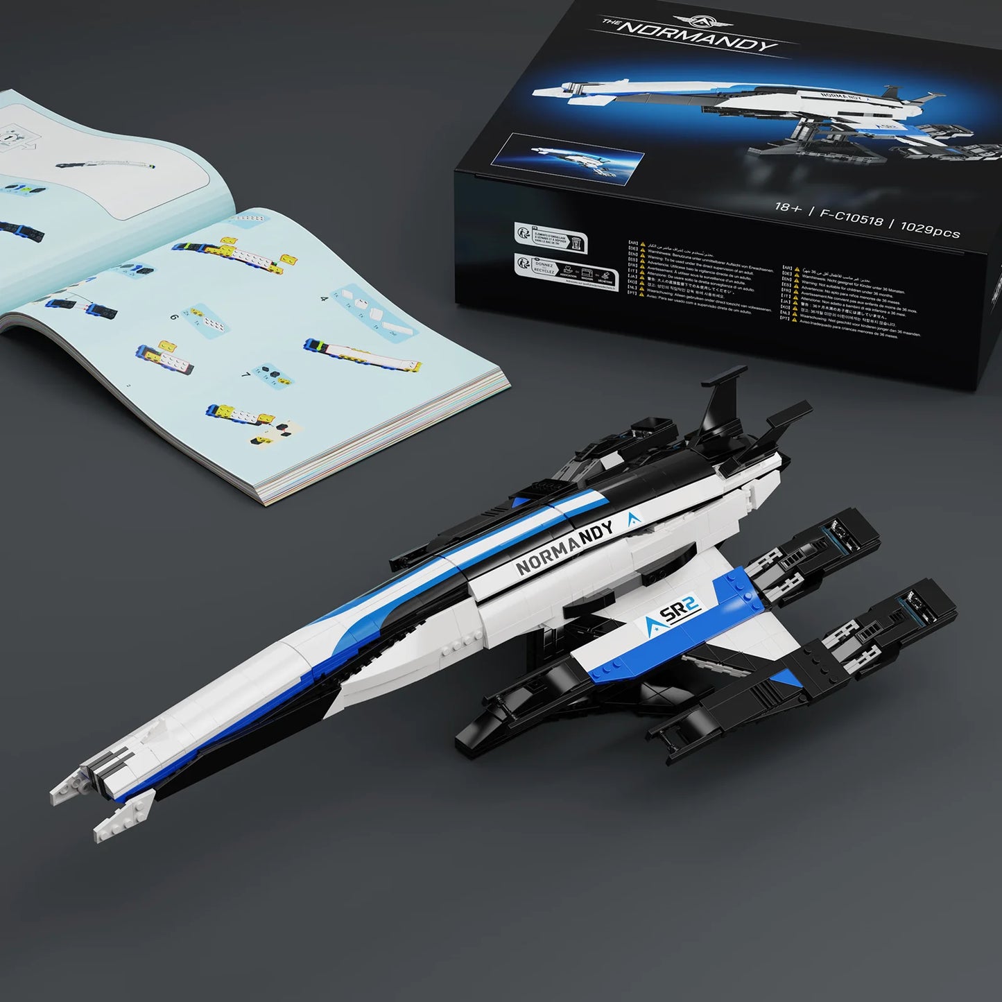 BuildMoc Normandy SR-2 Spaceship Building Blocks With Display Stand