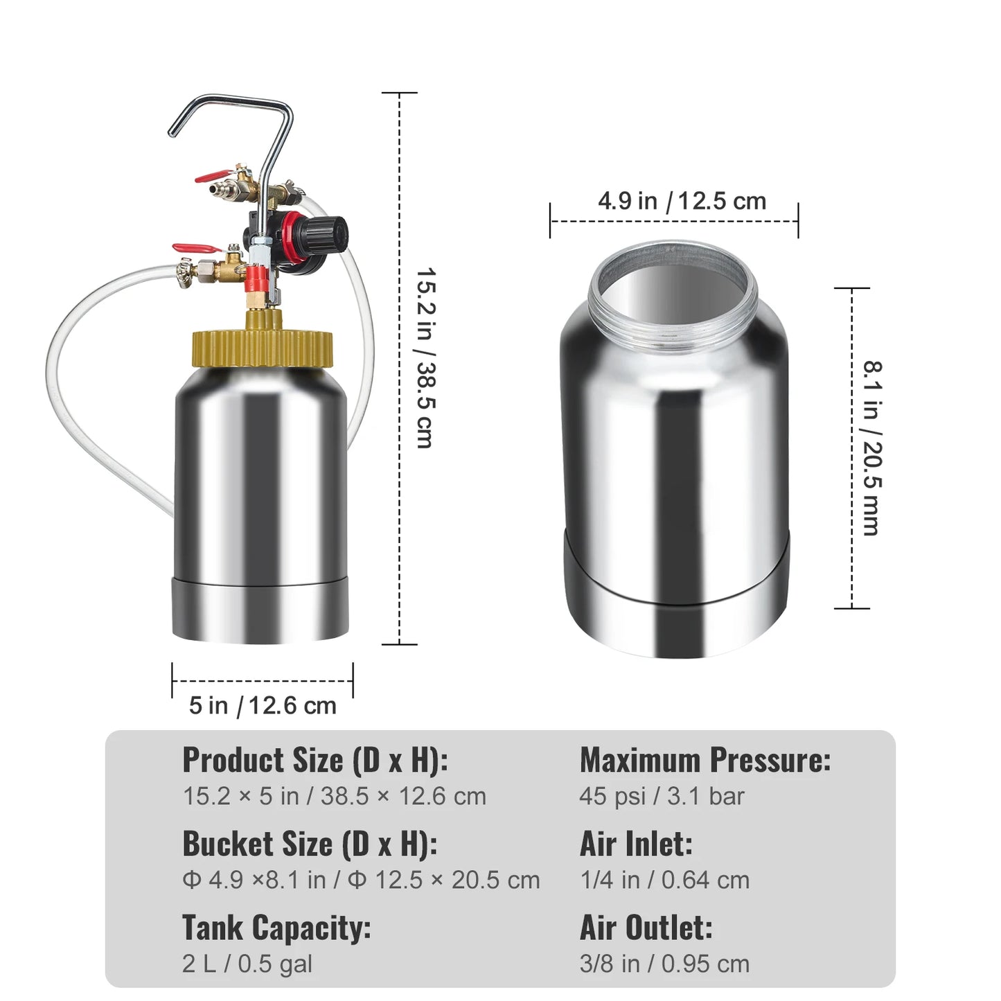 SucceBuy Portable Spray Paint Pressure Pot Tank With Hose