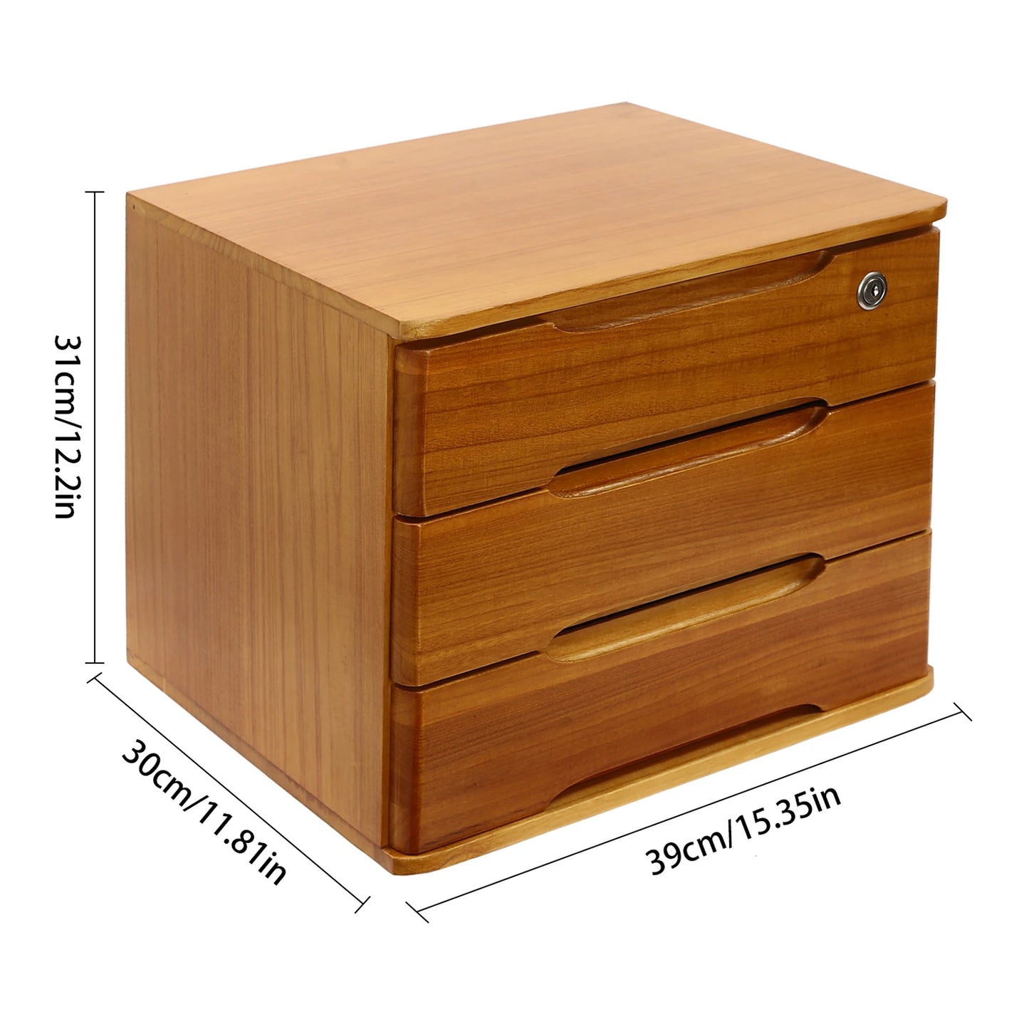 Wooden Desktop Storage Drawer Organizer With Lockable Drawers