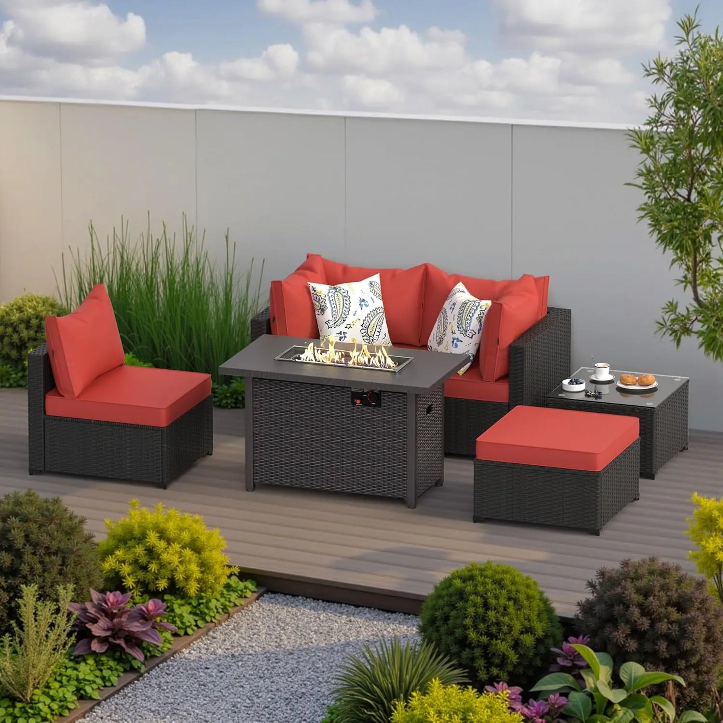 Guohe Outdoor Patio Conversation Set With Fire Pit Table