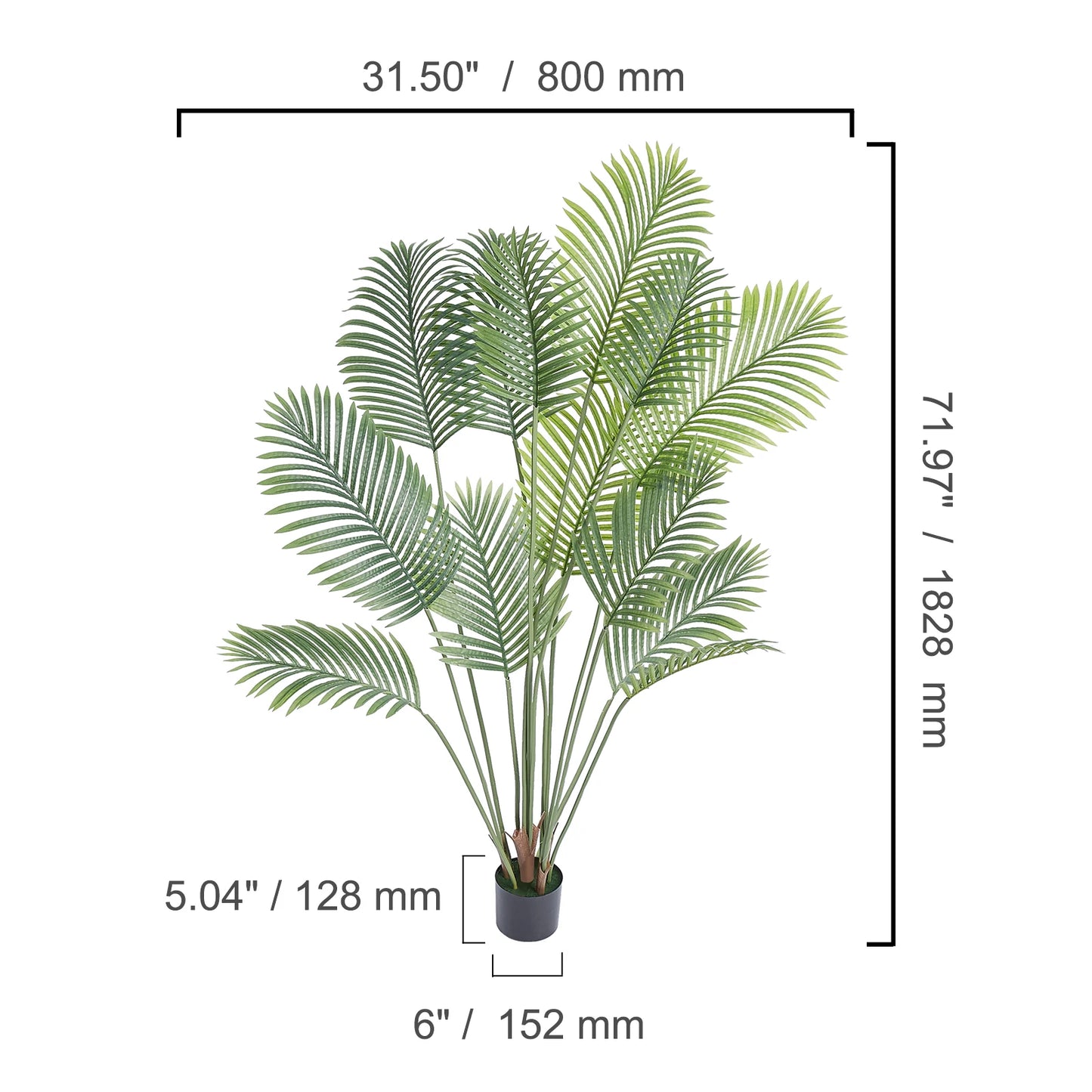Artificial Palm Tree With Sturdy Base For Home Garden Decor