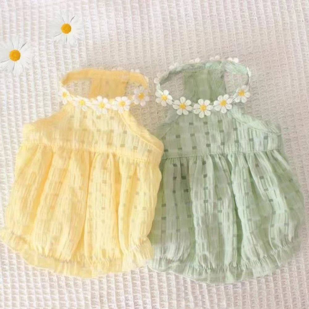 Breathable Floral Collar Pet Dress For Small Dogs And Puppies