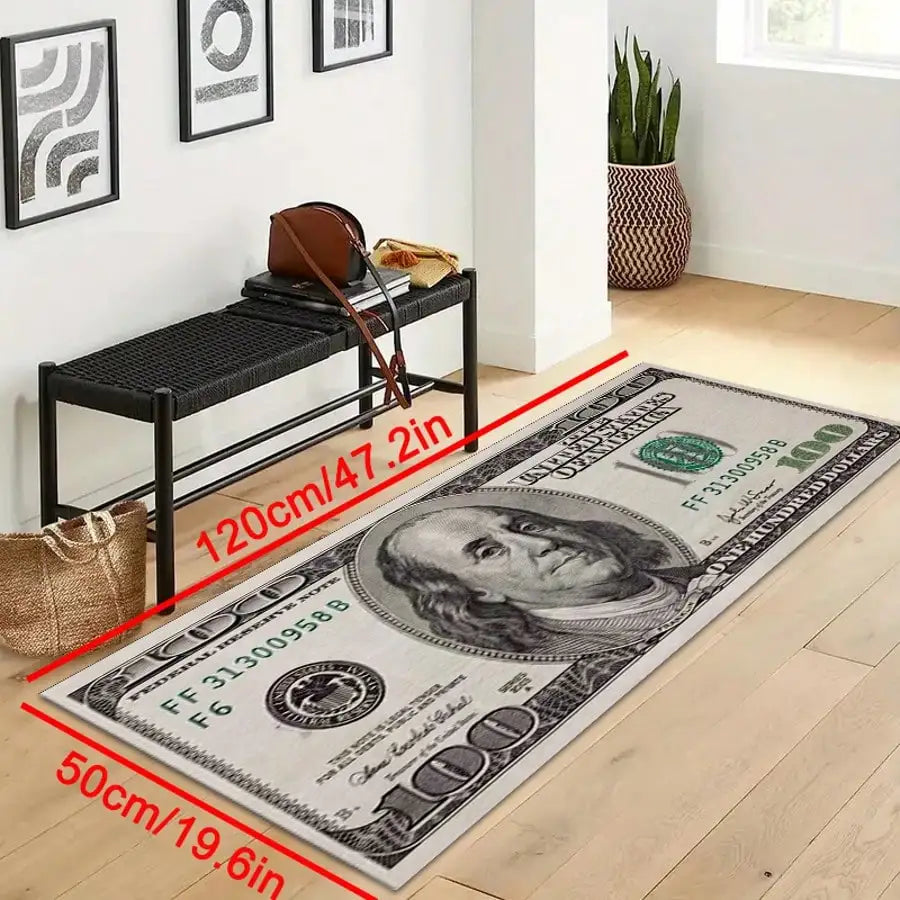 Creative Dollar Bill Portrait Nylon Area Rug For Home Decor
