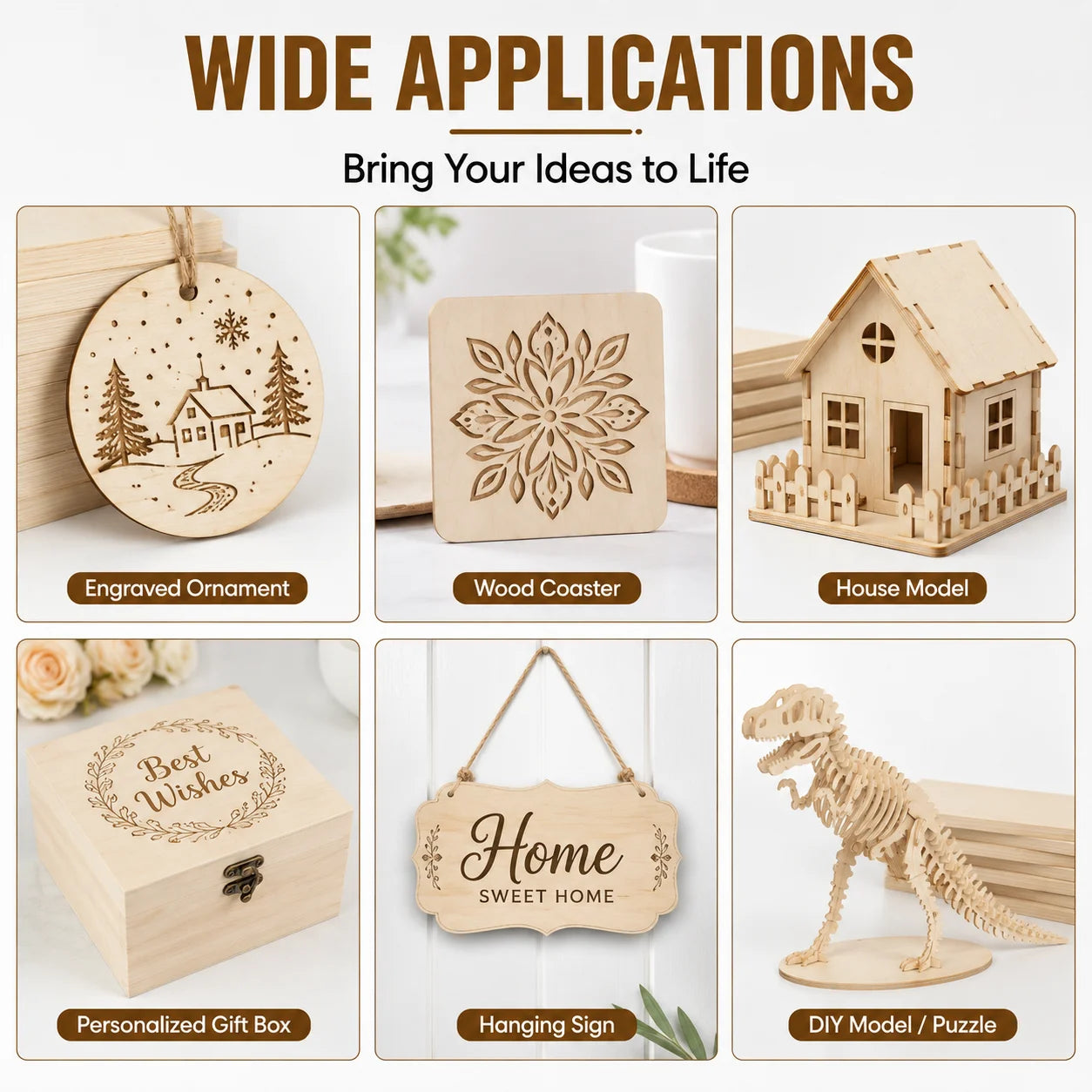 BlazeX Unfinished Basswood Plywood Sheets For Laser Engraving Projects