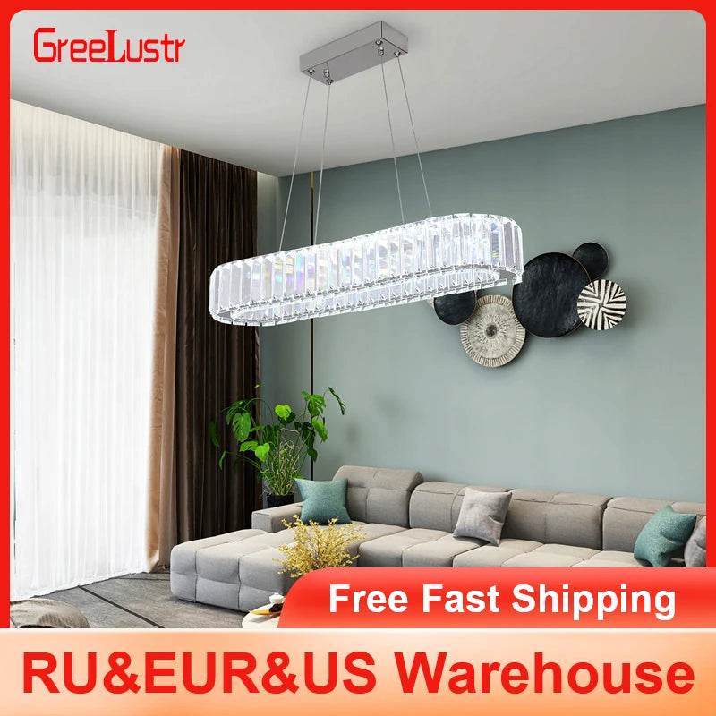 GreeLustr Modern Crystal Dining Room Ceiling Light Fixture