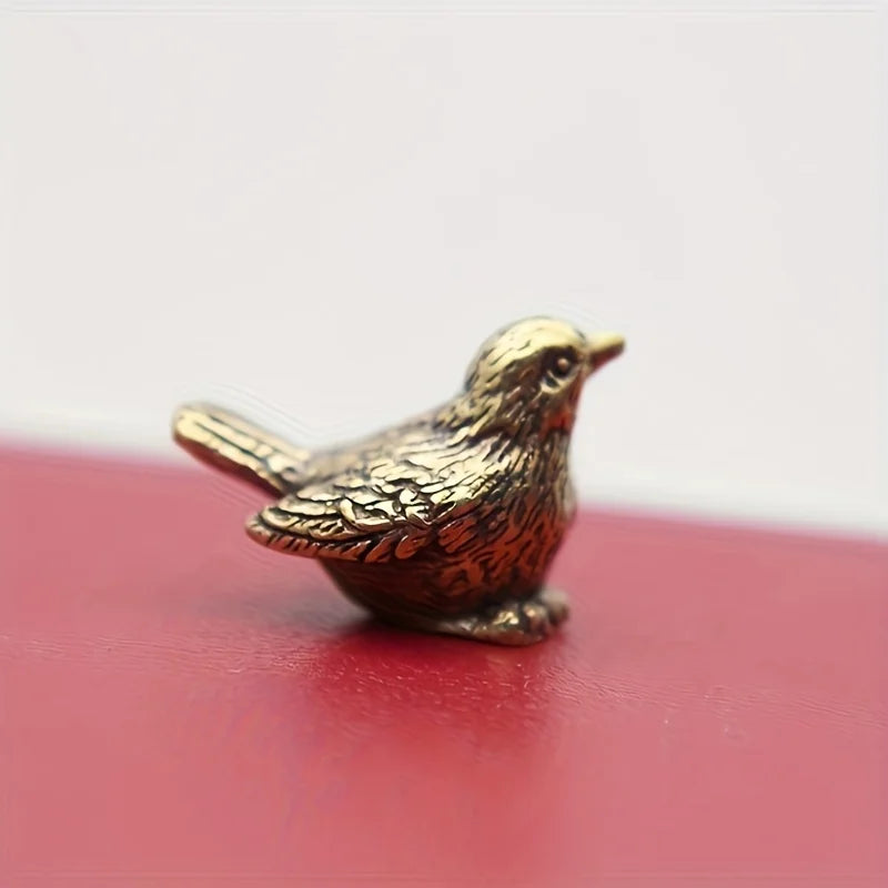 Brass Sparrow Desktop Figurine For Tea Pet Home Decoration Gift