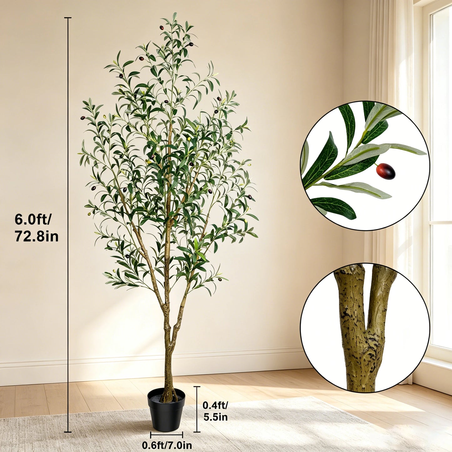 Olitree Artificial Olive Tree With Pot For Indoor Decorations
