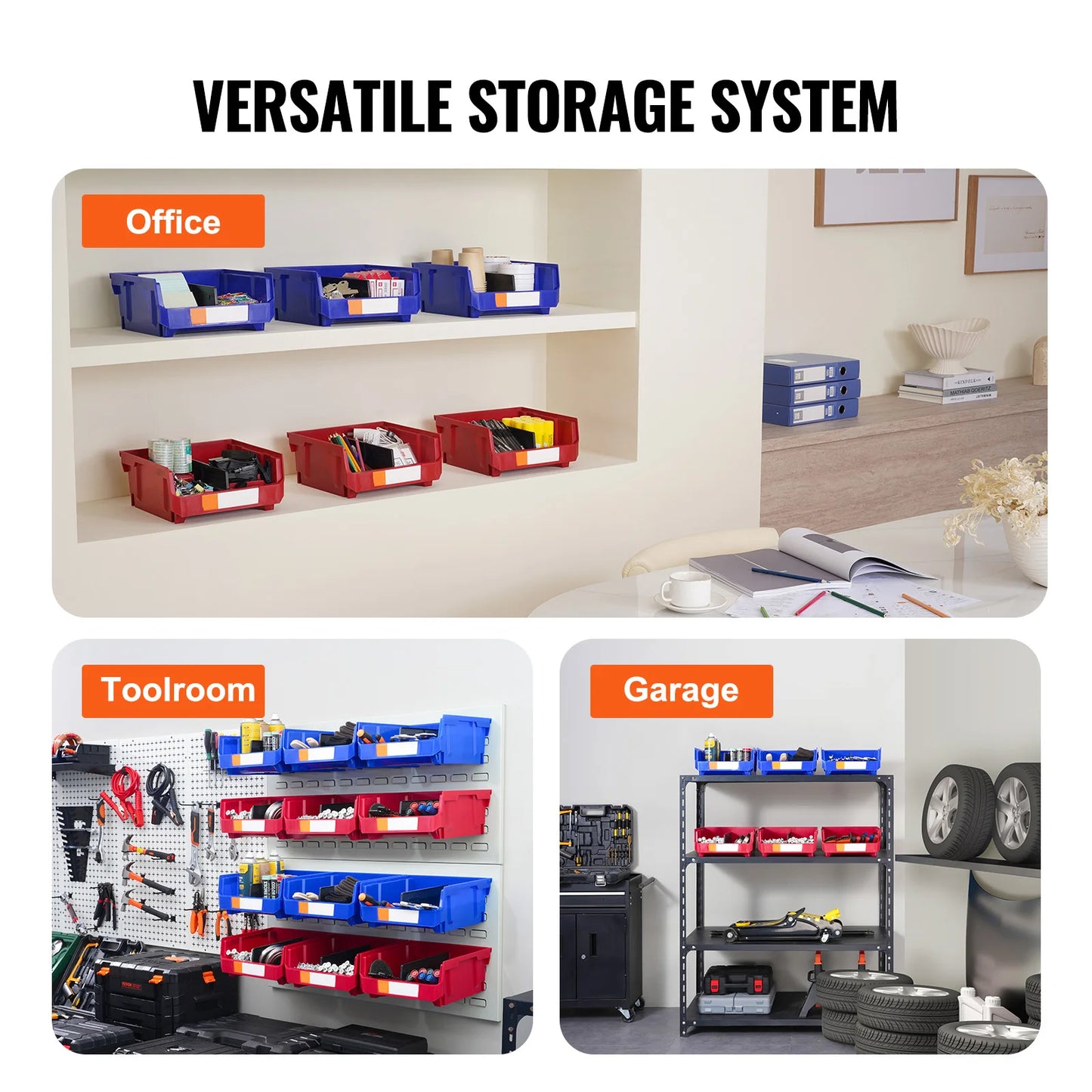 SucceBuy Stackable Wall Mounted Storage Bins For Home Organization