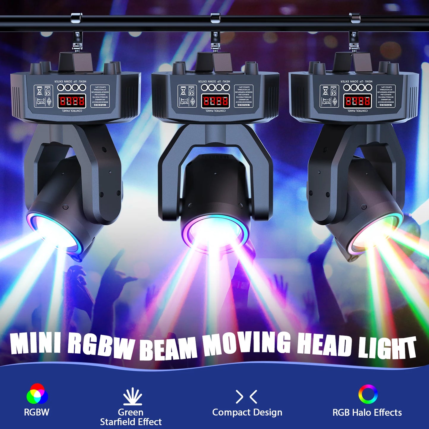 UKing Mini 30W RGBW Moving Head Stage Lighting DMX Fixture